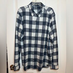 EUC RHÔNE  Men's Blue Grey & White flannel like Checkered Shirt size XL